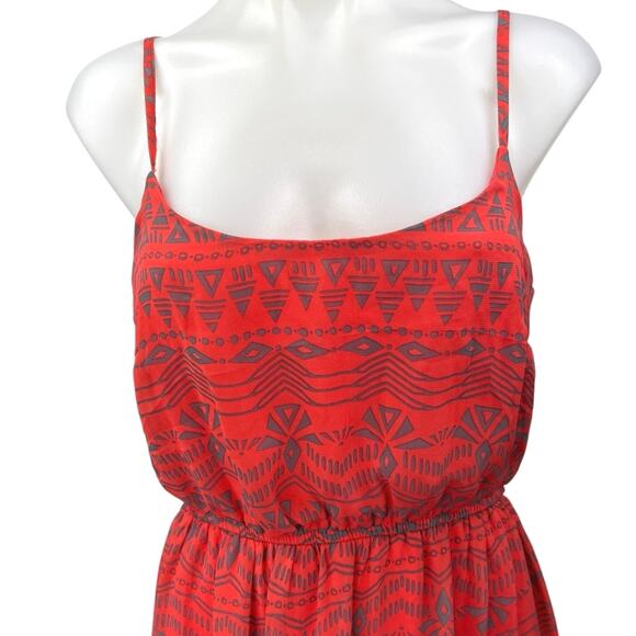 Forever 21 Red Printed Aztec Tribal Sleeveless Cami Blouson Maxi Dress Size S - Picture 3 of 5